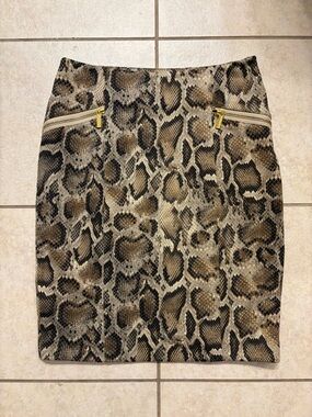 Michael Kors Ladies Snake Print Pencil Skirt - Size 4P